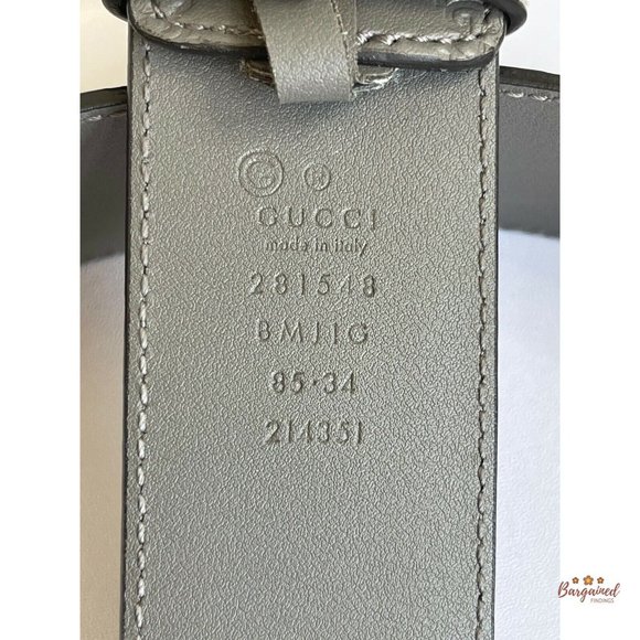 Authentic GUCCI Gray Microguccissima Leather Gold Buckle Belt 85/34 281548 main image 9